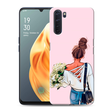 Силиконовый чехол на OPPO A91 с принтом Девушка и букет Силиконовый чехол на OPPO A91 с принтом Девушка и букет