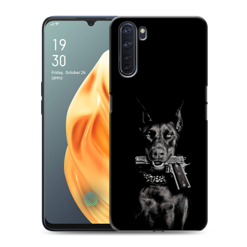 Силиконовый чехол на OPPO A91 с принтом Доберман и пистолет Силиконовый чехол на OPPO A91 с принтом Доберман и пистолет