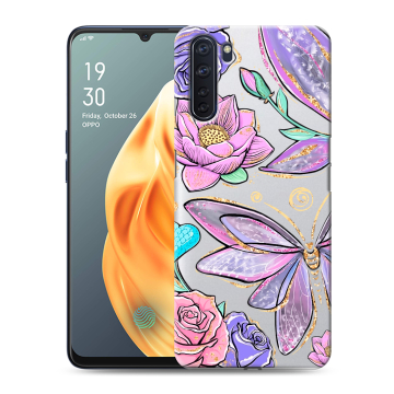 Силиконовый чехол на OPPO A91 с принтом Бабочки и цветы Силиконовый чехол на OPPO A91 с принтом Бабочки и цветы