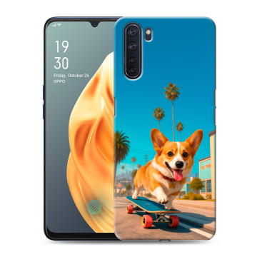 Силиконовый чехол на OPPO A91 с принтом Корги на скейте Силиконовый чехол на OPPO A91 с принтом Корги на скейте