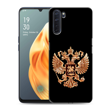 Силиконовый чехол на OPPO A91 с принтом Герб России золотой