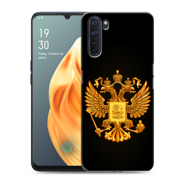 Силиконовый чехол на OPPO A91 с принтом Герб России желтый