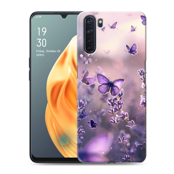 Силиконовый чехол на OPPO A91 с принтом бабочки и лаванда