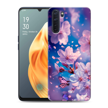 Силиконовый чехол на OPPO A91 с принтом цветы бабочки Силиконовый чехол на OPPO A91 с принтом цветы бабочки