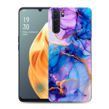 Силиконовый чехол на OPPO A91 с принтом синий мрамор Силиконовый чехол на OPPO A91 с принтом синий мрамор