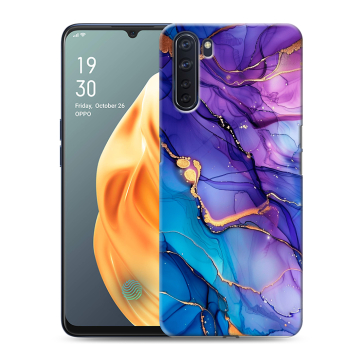 Силиконовый чехол на OPPO A91 с принтом синий мрамор Силиконовый чехол на OPPO A91 с принтом синий мрамор