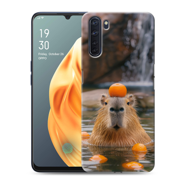 Силиконовый чехол на OPPO A91 с принтом Капибара с апельсином Силиконовый чехол на OPPO A91 с принтом Капибара с апельсином