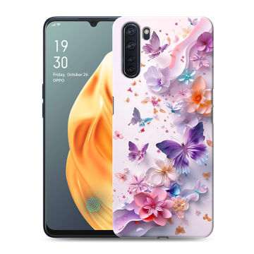 Силиконовый чехол на OPPO A91 с принтом цветы бабочки
