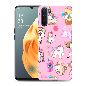 Силиконовый чехол на OPPO A91 с принтом розовые единороги Силиконовый чехол на OPPO A91 с принтом розовые единороги