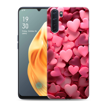 Силиконовый чехол на OPPO A91 с принтом розовые сердечки Силиконовый чехол на OPPO A91 с принтом розовые сердечки