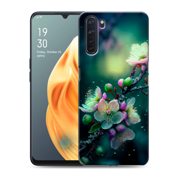 Силиконовый чехол на OPPO A91 с принтом Цветы и мрамор