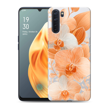 Силиконовый чехол на OPPO A91 с принтом Бежевые цветы Силиконовый чехол на OPPO A91 с принтом Бежевые цветы