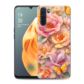 Силиконовый чехол на OPPO A91 с принтом Цветы и бабочки Силиконовый чехол на OPPO A91 с принтом Цветы и бабочки
