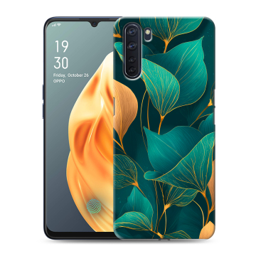 Силиконовый чехол на OPPO A91 с принтом Листья и золото Силиконовый чехол на OPPO A91 с принтом Листья и золото