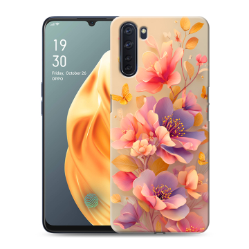 Силиконовый чехол на OPPO A91 с принтом Цветы и бабочки Силиконовый чехол на OPPO A91 с принтом Цветы и бабочки