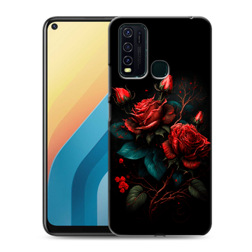 Силиконовый противоударный чехол на Vivo Y30 с принтом Розы красные
