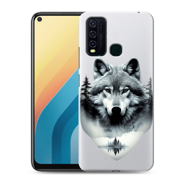Силиконовый противоударный чехол на Vivo Y30 с принтом Волк в лесу