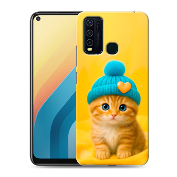 Силиконовый противоударный чехол на Vivo Y30 с принтом Котенок в шапке