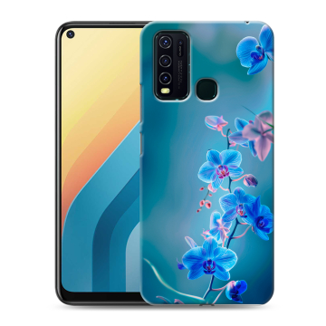 Силиконовый противоударный чехол на Vivo Y30 с принтом Голубые цветы