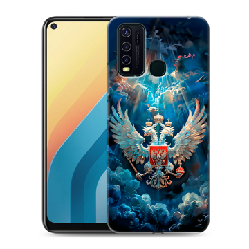 Силиконовый противоударный чехол на Vivo Y30 с принтом Герб флаг России