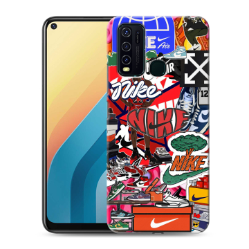 Силиконовый противоударный чехол на Vivo Y30 с принтом Найк Nike яркий