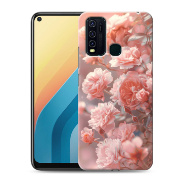 Силиконовый противоударный чехол на Vivo Y30 с принтом Розовые розы