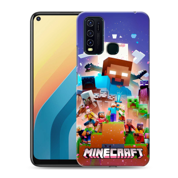 Силиконовый противоударный чехол на Vivo Y30 с принтом Майнкрафт Minecraft Силиконовый противоударный чехол на Vivo Y30 с принтом Майнкрафт Minecraft