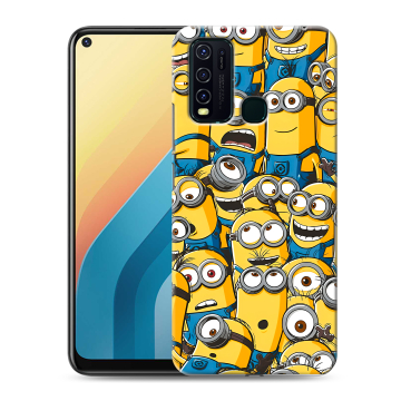 Силиконовый противоударный чехол на Vivo Y30 с принтом Миньоны