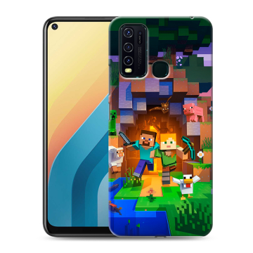 Силиконовый противоударный чехол на Vivo Y30 с принтом Майнкрафт Minecraft Силиконовый противоударный чехол на Vivo Y30 с принтом Майнкрафт Minecraft