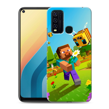 Силиконовый противоударный чехол на Vivo Y30 с принтом Майнкрафт Minecraft