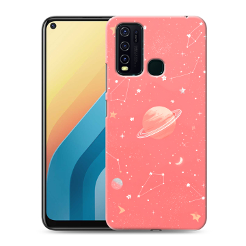 Силиконовый противоударный чехол на Vivo Y30 с принтом Розовый космос Силиконовый противоударный чехол на Vivo Y30 с принтом Розовый космос