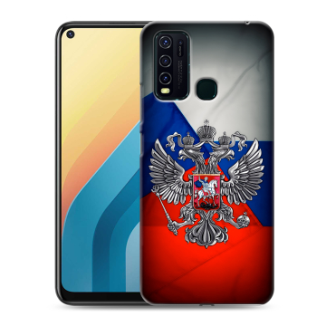 Силиконовый противоударный чехол на Vivo Y30 с принтом Флаг России