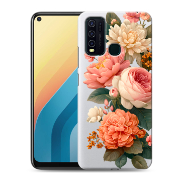 Силиконовый противоударный чехол на Vivo Y30 с принтом цветы Силиконовый противоударный чехол на Vivo Y30 с принтом цветы