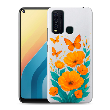 Силиконовый противоударный чехол на Vivo Y30 с принтом цветы бабочки Силиконовый противоударный чехол на Vivo Y30 с принтом цветы бабочки