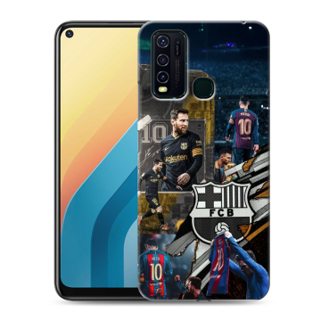 Силиконовый противоударный чехол на Vivo Y30 с принтом Messi Barcelona