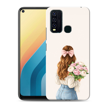Силиконовый противоударный чехол на Vivo Y30 с принтом женский