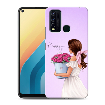 Силиконовый противоударный чехол на Vivo Y30 с принтом женский