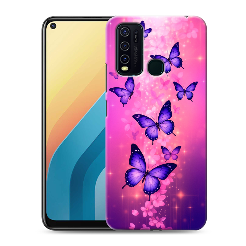 Силиконовый противоударный чехол на Vivo Y30 с принтом Бабочки Силиконовый противоударный чехол на Vivo Y30 с принтом Бабочки