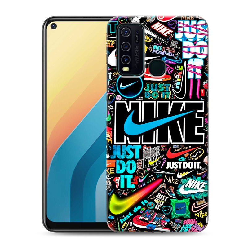 Силиконовый противоударный чехол на Vivo Y30 с принтом найк nike черный Силиконовый противоударный чехол на Vivo Y30 с принтом найк nike черный