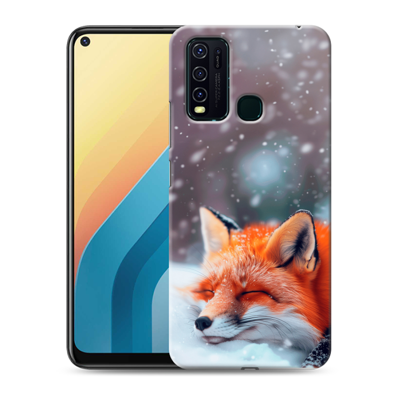Силиконовый противоударный чехол на Vivo Y30 с принтом лиса Силиконовый противоударный чехол на Vivo Y30 с принтом лиса