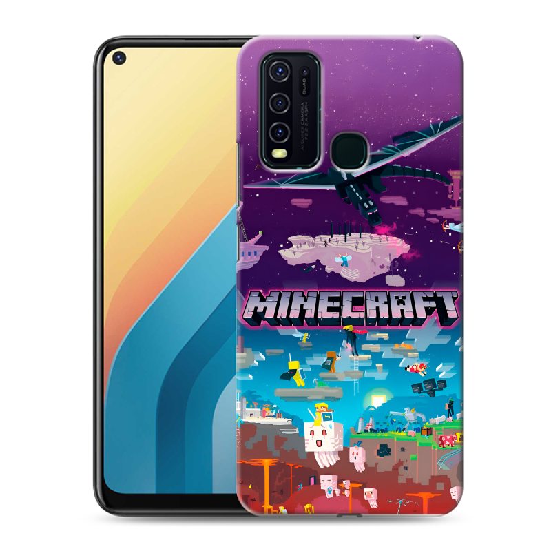 Силиконовый противоударный чехол на Vivo Y30 с принтом Майнкрафт Minecraft Силиконовый противоударный чехол на Vivo Y30 с принтом Майнкрафт Minecraft