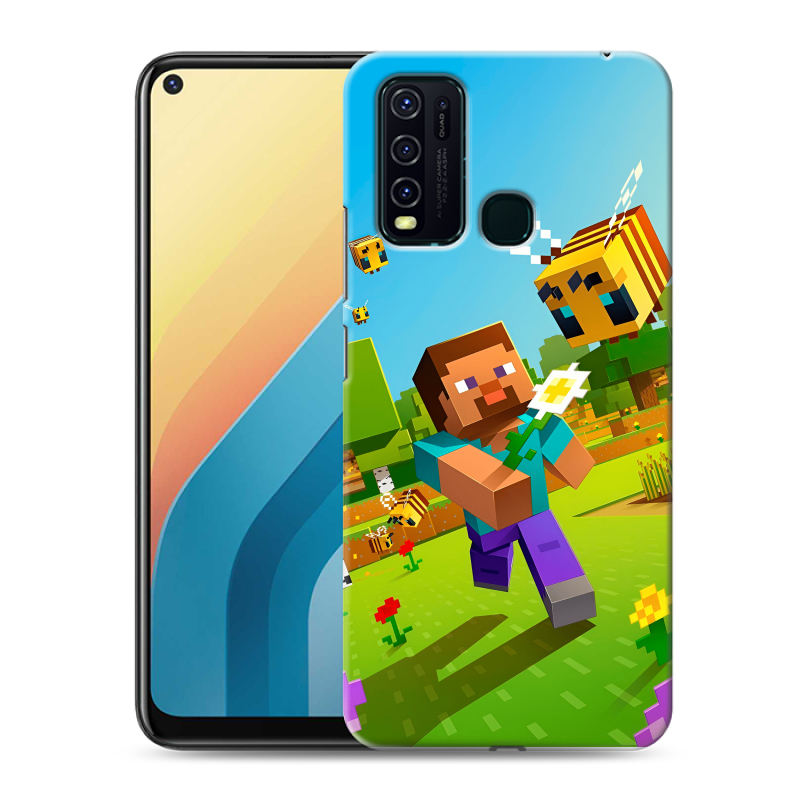 Силиконовый противоударный чехол на Vivo Y30 с принтом Майнкрафт Minecraft Силиконовый противоударный чехол на Vivo Y30 с принтом Майнкрафт Minecraft