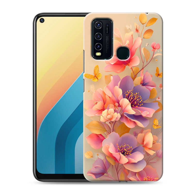 Пластиковый чехол на Vivo Y30 с принтом Цветы и бабочки Пластиковый чехол на Vivo Y30 с принтом Цветы и бабочки