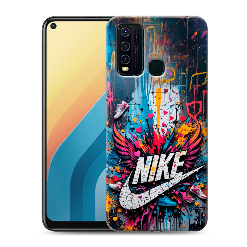 Силиконовый противоударный чехол на Vivo Y30 с принтом Nike Найк Силиконовый противоударный чехол на Vivo Y30 с принтом Nike Найк