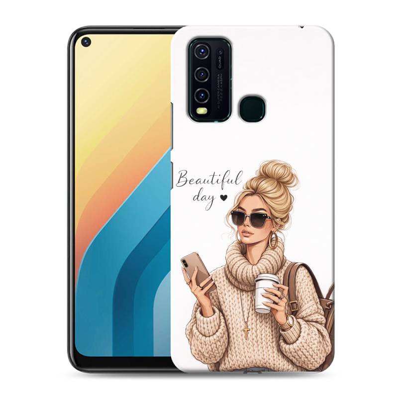 Силиконовый противоударный чехол на Vivo Y30 с принтом женский Силиконовый противоударный чехол на Vivo Y30 с принтом женский