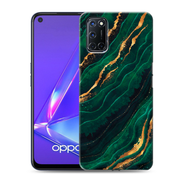 Силиконовый чехол на OPPO A72 с принтом Мрамор зеленое золото Силиконовый чехол на OPPO A72 с принтом Мрамор зеленое золото