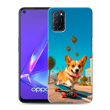 Силиконовый чехол на OPPO A72 с принтом Корги на скейте