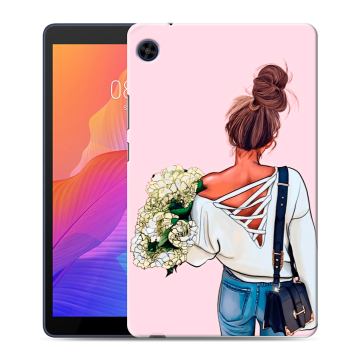 Силиконовый чехол на планшета Huawei MatePad T8 с принтом Девушка и букет