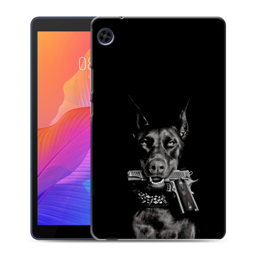 Силиконовый чехол на планшета Huawei MatePad T8 с принтом Доберман и пистолет