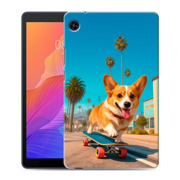 Силиконовый чехол на Huawei MatePad T8 с принтом Корги на скейте